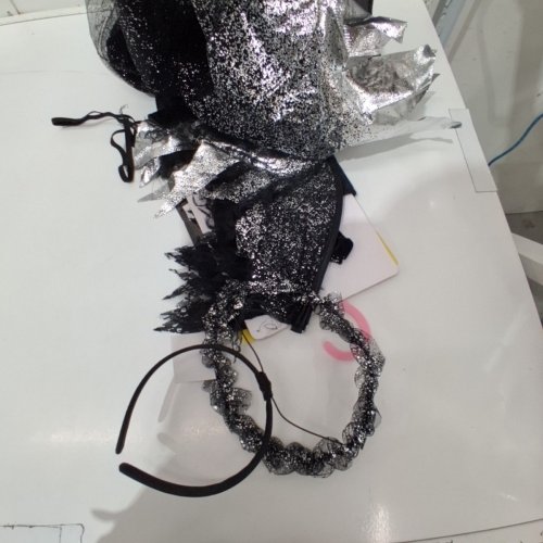 3PC DARK SPARKLE ANGEL COSTUME - LARGE 10/12 - BLACK SILVER image 3