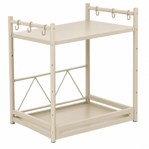 STORAGE SOLUTION SYSTEM WITH DRAWER AND HANGING HOOKS - BEIGE image 2