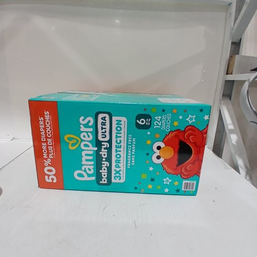 124PK PAMPERS BABY DRY ULTRA FRAGRANCE FREE 3X PROTECTION DIAPERS - SIZE 6 (35LB+) image 3