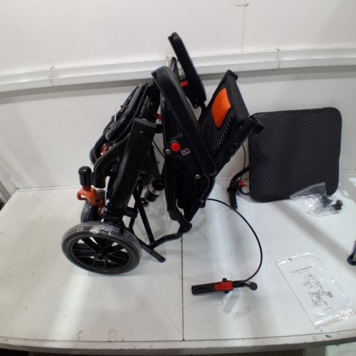 LUMIPARTY PORTABLE FOLDABLE TRANSPORT WHEELCHAIR WITH LOCKING HANDBRAKE AND FLIP ARMRESTS - 220LBS CAP - 20" X 35.4" X 34.6" - GREY (MODEL: DH01413) image 2