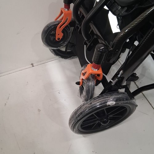 LUMIPARTY PORTABLE FOLDABLE TRANSPORT WHEELCHAIR WITH LOCKING HANDBRAKE AND FLIP ARMRESTS - 220LBS CAP - 20" X 35.4" X 34.6" - GREY (MODEL: DH01413) image 4