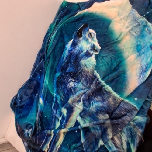 DAWHUD DIRECT SUPER SOFT FLEECE BLANKET - 50" X 60" - MOON SOLOIST WOLF (STYLE: Y127) image 2