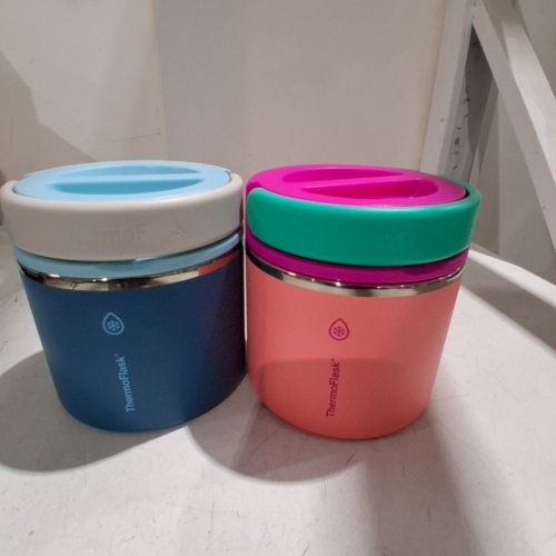2PK THERMOFLASK INSULATED FOOD JARS - 20 OZ - PINK/BLUE image 2