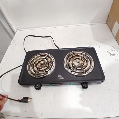 SALTON PORTABLE ELECTRIC HOT PLATE DOUBLE BURNER DUAL COIL COUNTERTOP STOVE - 1800W - BLACK - (MODEL: HP1941) image 3