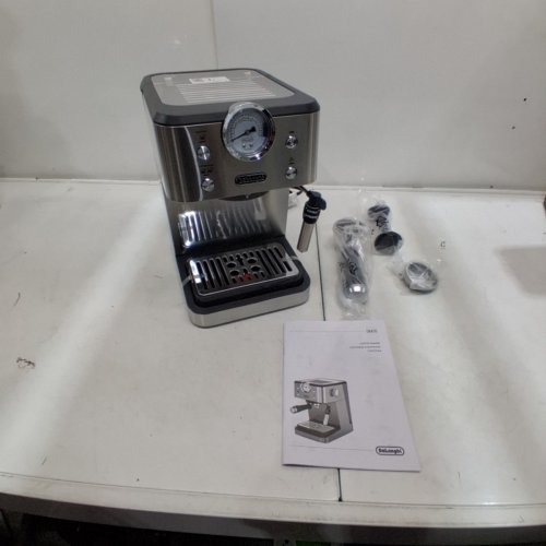 DELONGHI LINEA CLASSIC ESPRESSO MACHINE WITH MILK FROTHER - SILVER (MODEL: ‎EM450M) image 6