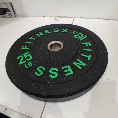 HI-TEMP BUMPER BARBELL PLATE -25LBS - BLACK/GREEN image 2