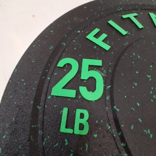 HI-TEMP BUMPER BARBELL PLATE -25LBS - BLACK/GREEN image 3