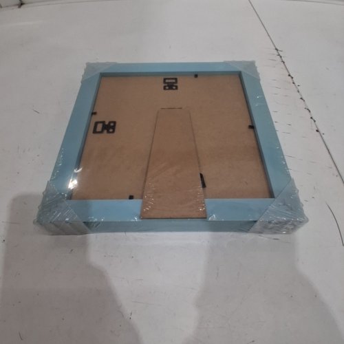 2PK RUSTIC WOODEN SQUARE PICTURE PHOTO FRAME WITH EASEL STAND & HANGING HOOKS - 10" X 10" - TURQUOISE BLUE image 3