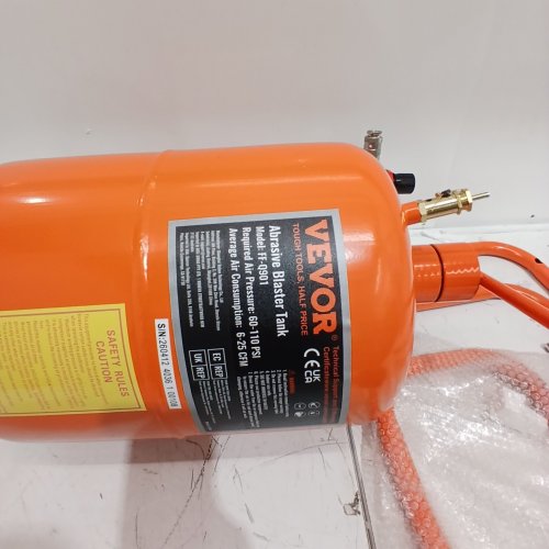 PORTABLE ABRASIVE BLASTING TANKABLE ABRASIVE BLASTING TANK, AIR SAND BLASTING KIT WITH 4 CERAMIC NOZZLES AND OIL-WATER SEPARATOR FOR PAINT, STAIN, RUST REMOVAL - 60-110 PSI - 5GAL - ORANGE - (MODEL: FF-Q901) image 3