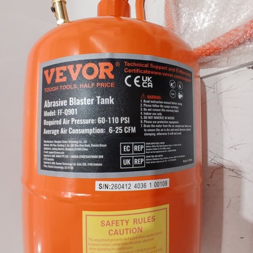 PORTABLE ABRASIVE BLASTING TANKABLE ABRASIVE BLASTING TANK, AIR SAND BLASTING KIT WITH 4 CERAMIC NOZZLES AND OIL-WATER SEPARATOR FOR PAINT, STAIN, RUST REMOVAL - 60-110 PSI - 5GAL - ORANGE - (MODEL: FF-Q901) image 5