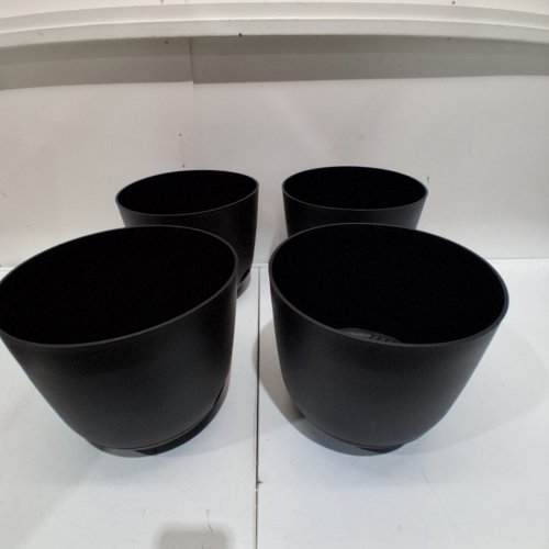 4PK ROOM ESSENTIALS INDOOR/OUTDOOR SELF WATERING PLASTIC PLANTER POT - 12" - BLACK image 2