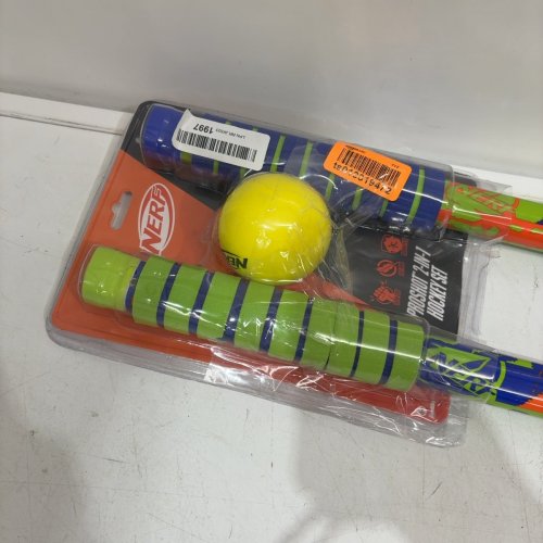 3PC NERF PROSHOT 2-IN-1 HOCKEY SET WITH ADJUSTABLE STICKS AND BALL - 26" TO 35.5" STICK HEIGHT - BLUE/GREEN/YELLOW (MODEL: ‎82169) image 2