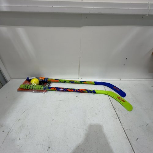3PC NERF PROSHOT 2-IN-1 HOCKEY SET WITH ADJUSTABLE STICKS AND BALL - 26" TO 35.5" STICK HEIGHT - BLUE/GREEN/YELLOW (MODEL: ‎82169) image 3