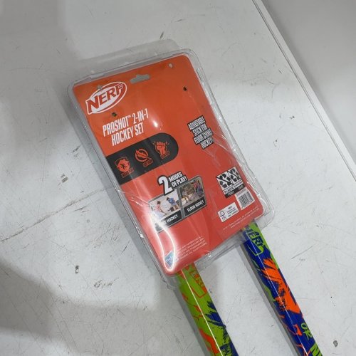 3PC NERF PROSHOT 2-IN-1 HOCKEY SET WITH ADJUSTABLE STICKS AND BALL - 26" TO 35.5" STICK HEIGHT - BLUE/GREEN/YELLOW (MODEL: ‎82169) image 4