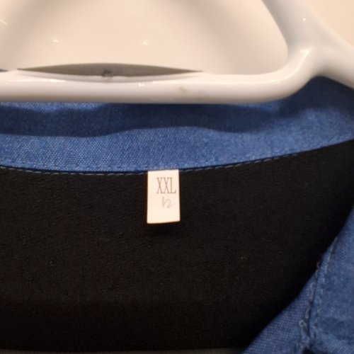 WOMENS DENIM BUTTON DOWN LONG SLEEVE BLOUSE SHIRT - XXL - BLACK/BLUE image 2