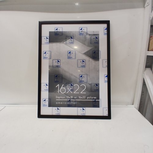 AMERICANFLAT PICTURE FRAME WITH POLISHED PLEXIGLASS AND MAT - 16" X 22" - 12" X 18" WITH MAT - BLACK/WHITE/CLEAR image 2