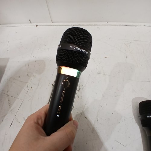 3PC ECHOMUSSY RECHARGEABLE WIRELESS MICROPHONES WITH RECEIVER - LED LIGHTS, 40H DURATION, 200FT RANGE - BLACK (MODEL: YA-01) image 2