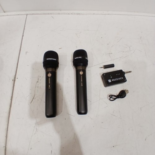 3PC ECHOMUSSY RECHARGEABLE WIRELESS MICROPHONES WITH RECEIVER - LED LIGHTS, 40H DURATION, 200FT RANGE - BLACK (MODEL: YA-01) image 3