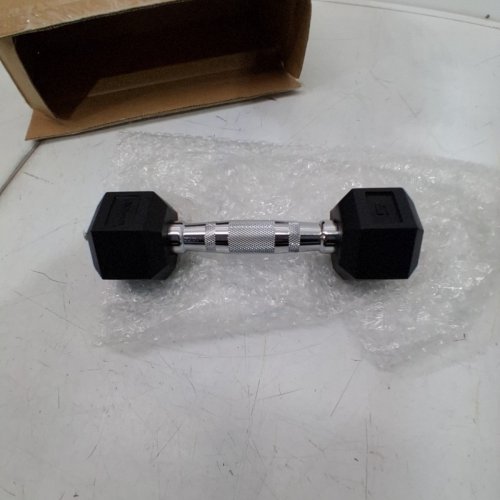 YES4ALL RUBBER HEX DUMBBELL WEIGHT FOR HOME GYM - 5LBS - BLACK SILVER image 2