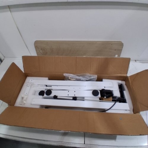 ELECTRIC HEIGHT ADJUSTABLE STANDING DESK WITH MEMORY PRESETS AND ANTI-COLLISION TECHNOLOGY - 32" X 19" - WHITE/MAPLE TOP (MODEL: S35) image 2