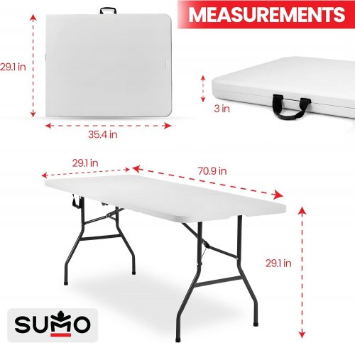 SUMO PORTABLE & FOLDING TABLE - 6FT - WHITE (MODEL: CP-6FTW) image 2
