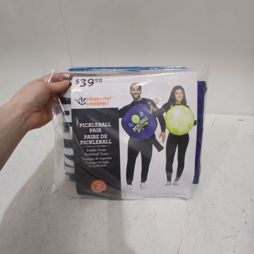 2PC ADULT PICKLEBALL PAIR COSTUME TUNIC - ONE SIZE FITS MOST - PURPLE AND GREEN image 2