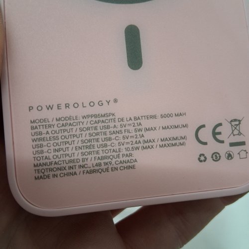 POWEROLOGY MAGSAFE COMPATIBLE POWER BANK - 10W/5000 MAH - PINK (MODEL: WPP85MS8K) image 3