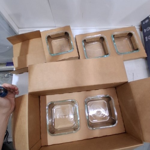 5PC PYREX SQUARE GLASS SNAPWARE STORAGE SET - CLEAR/BLUE image 2