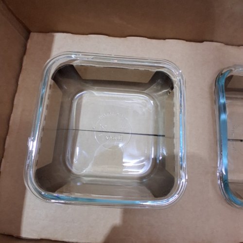 5PC PYREX SQUARE GLASS SNAPWARE STORAGE SET - CLEAR/BLUE image 3