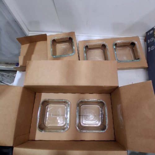 5PC PYREX SQUARE GLASS SNAPWARE STORAGE SET - CLEAR/BLUE image 4