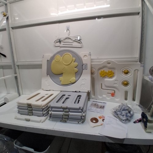 14 PANEL JONUTATO PLASTIC PLAYPEN - 59" X 59" - GREY/WHITE image 3