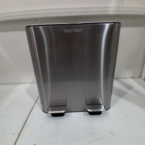 STEP N SORT DUAL COMPARTMENT TRASH AND RECYCLING BIN WITH REMOVABLE BUCKETS AND FOOT PEDALS- 30L - STAINLESS STEEL (MODEL: 910302) image 3