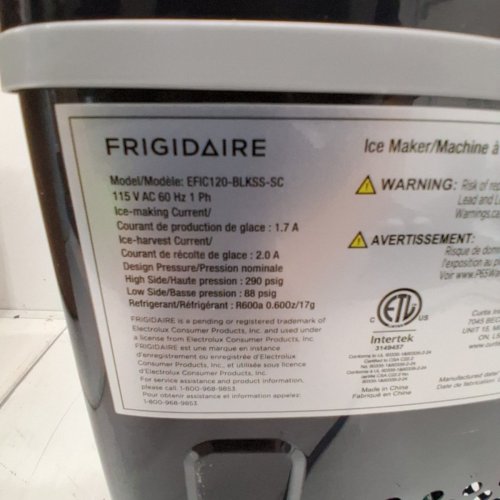 FRIGIDAIRE COUNTERTOP ELECTRIC ICE MAKER - MAKES 26LBS OF ICE/DAY - BLACK STAINLESS STEEL (MODEL: EFIC120-GRYSS-SC_G2) image 6