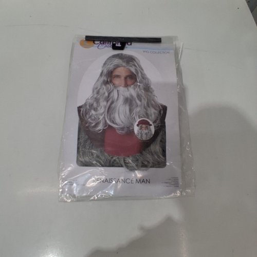 2PC MEN'S CALIFORNIA RENAISSANCE MAN WIG & BEARD COSTUME ACCESSORY - ONE SIZE FITS MOST - GREY image 2