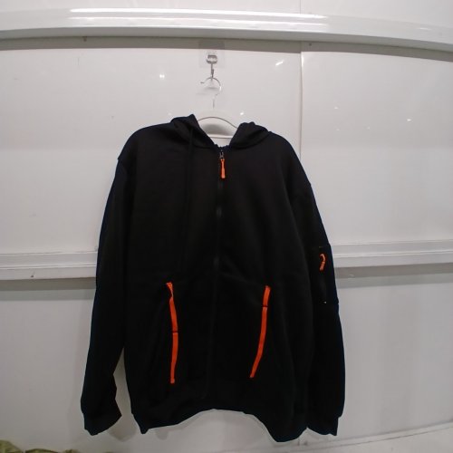 MENS ZIP UP HOODIE - 2XL - BLACK/ORANGE image 3