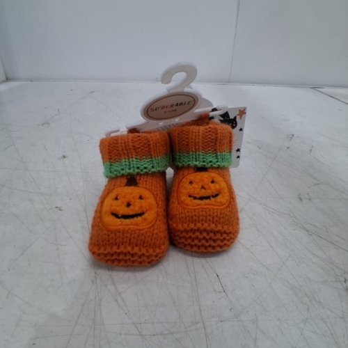 BABY SO'DORABLE PUMPKIN BOOTIES - 0-12M - ORANGE / GREEN (STYLE: V820022C) image 3