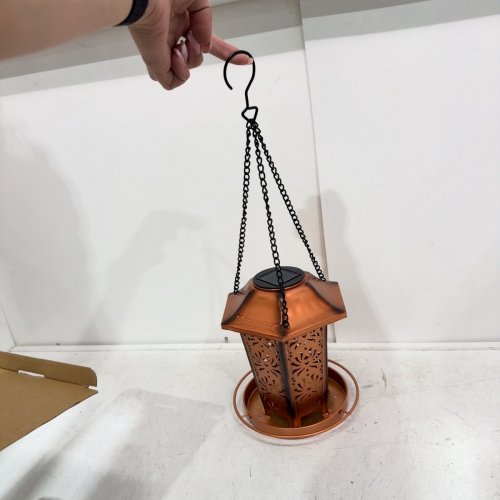 DESGULLY BIRD FEEDERS FOR OUTDOORS HANGING - PREMIUM GRADE METAL BIRD FEEDER - 9" - COPPER image 2