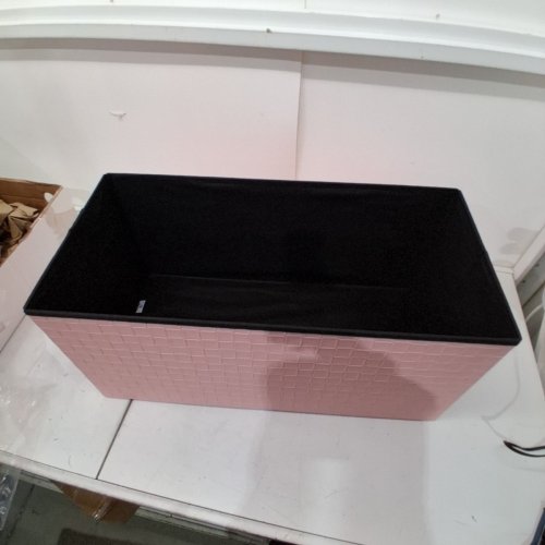 B FSOBEIIALEO FAUX LEATHER FOLDING OTTOMAN - 30" X 15" X 15" - PINK image 3
