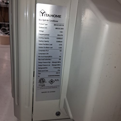 YITAHOME MINI SPLIT AIR CONDITIONER OUTDOOR UNIT - 115 V; 12000 BTU COOLING - WHITE (MODEL: IMHCAC-0017/18) image 2