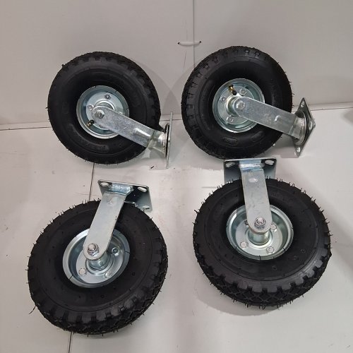 4PC PNEUMATIC CASTER HEAVY DUTY SWIVEL AND RIGID TIRES - 10" - BLACK image 2