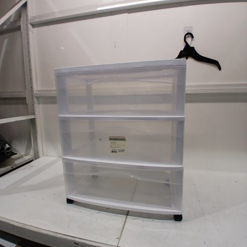 BRIGHTROOM 3-DRAWER WIDE ROLLING STORAGE CART - 24.5" X 22" - WHITE / CLEAR image 2