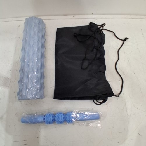 3PC DEEP TISSUE MASSAGER AND EXERCISE ROLLER WITH CARRYING BAG - BLUE/BLACK image 2