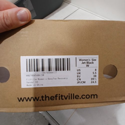 FITVILLE WOMENS EASYTOP RECOVERY SANDAL V3 - SIZE 8 WIDE - BLACK image 2
