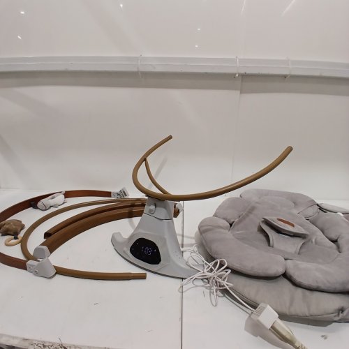 MONAMII ELECTRIC BABY SWING WITH BLUETOOTH SPEAKER AND REMOTE - 5-SPEED - LIGHT GREY/BROWN (MODEL: BB2007) image 2