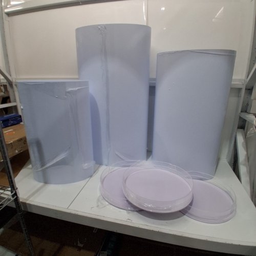 3PC WEDDING FLOWER STANDS ROUND CYLINDER PLINTHS WITH PVC LID - 23.5 TO 35.5" - WHITE (MODEL: LJL-8026) image 2