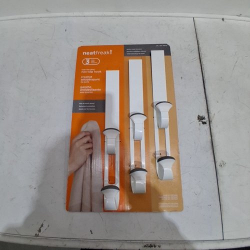 3PK NEATFREAK! OVER-THE-DOOR NON-SLIP HOOKS - WHITE/GREY (MODEL: 1993761) image 2