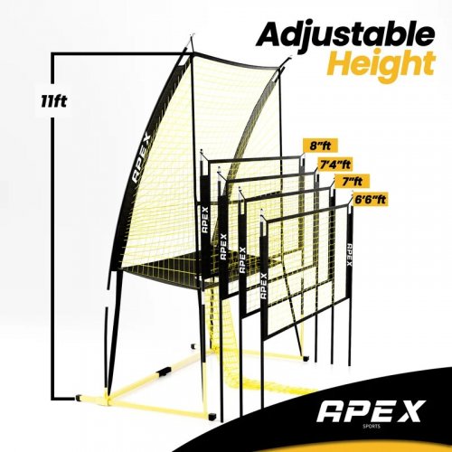 APEX SPORTS VOLLEYBALL TRAINING NET SYSTEM- ADJUSTABLE HEIGHT 6.5FT TO 11FT - YELLOW (MODEL: AP001VBALL) image 2