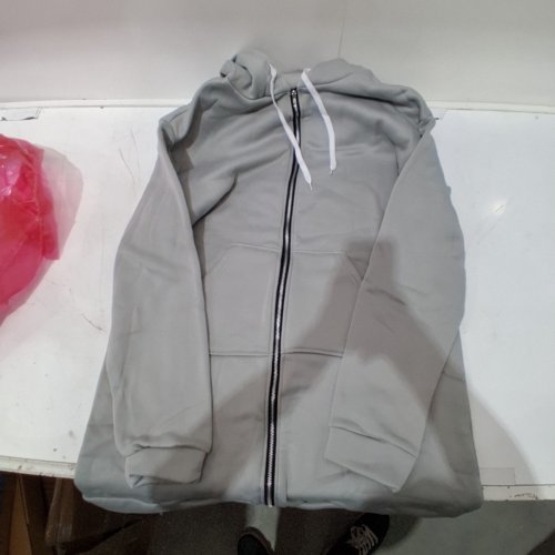 MEN'S ZIP-UP HOODIE - EXTRA LARGE - GRAY image 2