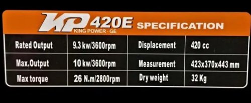LIFAN 15HP ELECTRIC STARTER GASOLINE ENGINE - 420CC, 6.5L TANK - BLACK/ORANGE - (MODEL: 190F-TD) image 2