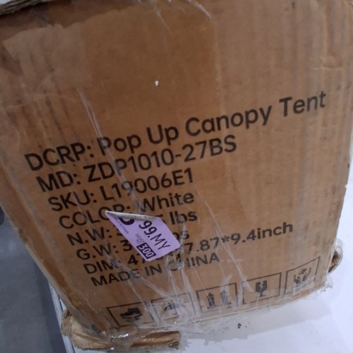 REAL RELAX POP-UP CANOPY TENT WITH SIDE WALLS AND CARRYING BAG - 10FT X 10FT X 8.9FT - WHITE/GREY (MODEL: ZDP1010-27BS-1 / L19006E1) image 7